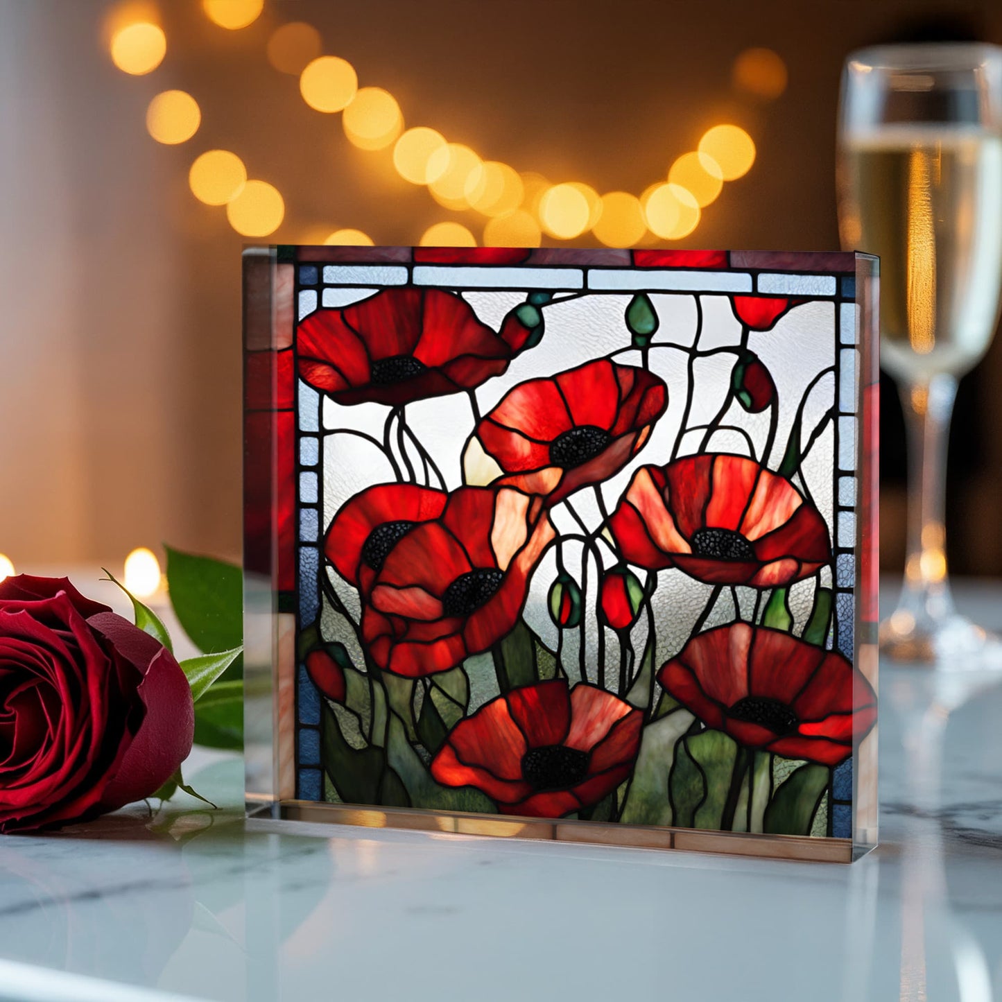 Poppy Stained Glass Acrylic Home Decor