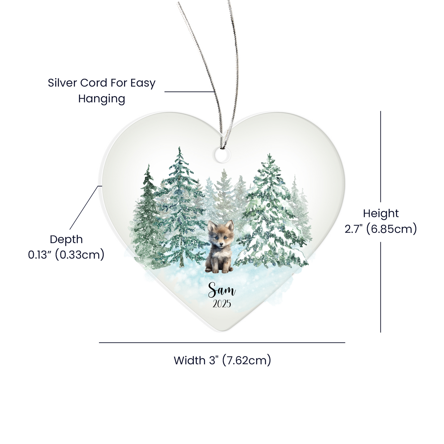 Woodland Animals Acrylic Heart Ornament