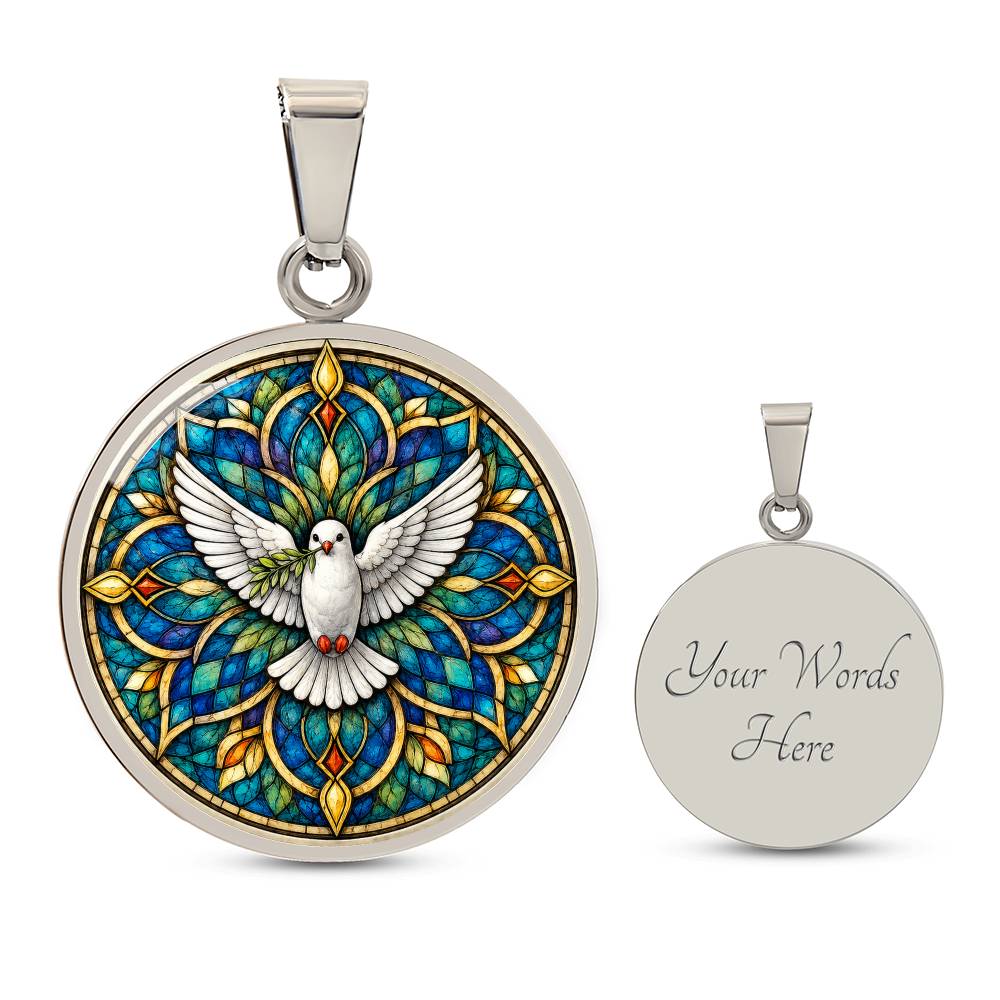 Dove Holy Cross Necklace, Personalized Spiritual Pendant, Memorial Jewelry, Religious Faith Gifts