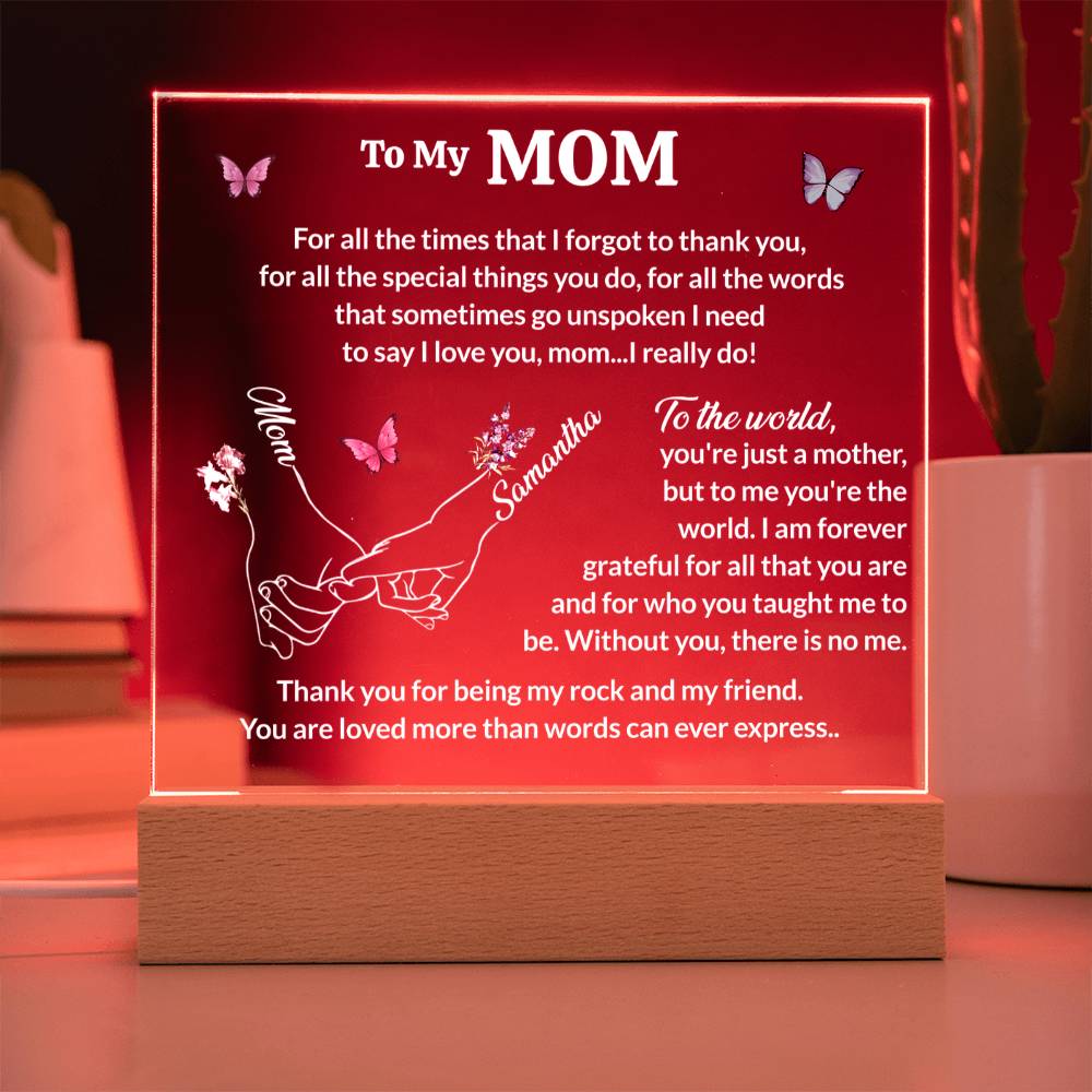 Personalized Mom and Daughter Birthflower Led Lighted Plaque Gift