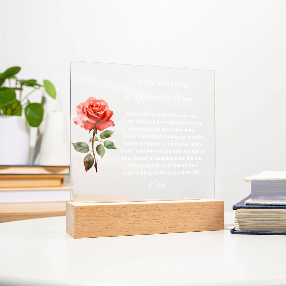 Personalized Boyfriend's Mom Lighted Plaque