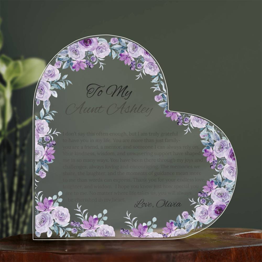 Personalized Aunt Acrylic Heart Plaque