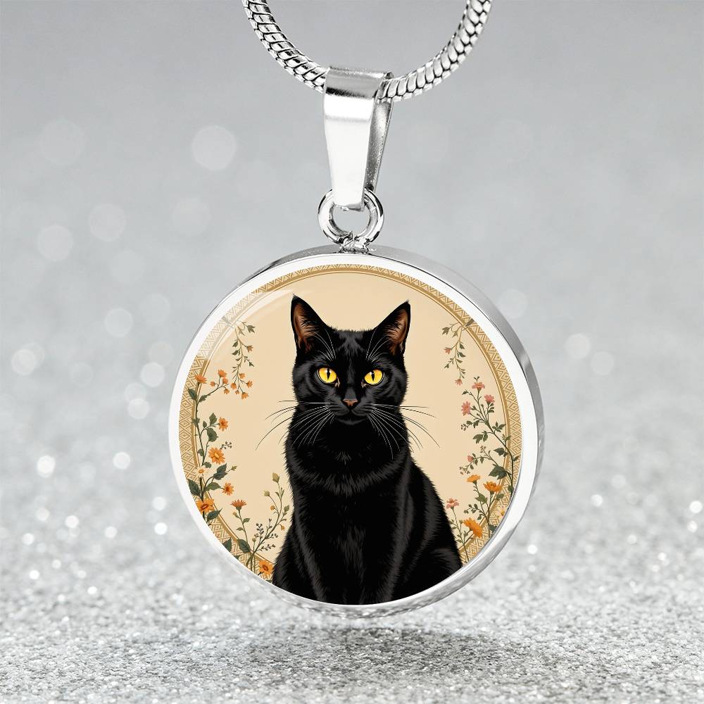 Personalized Black Cat Pendant Necklace