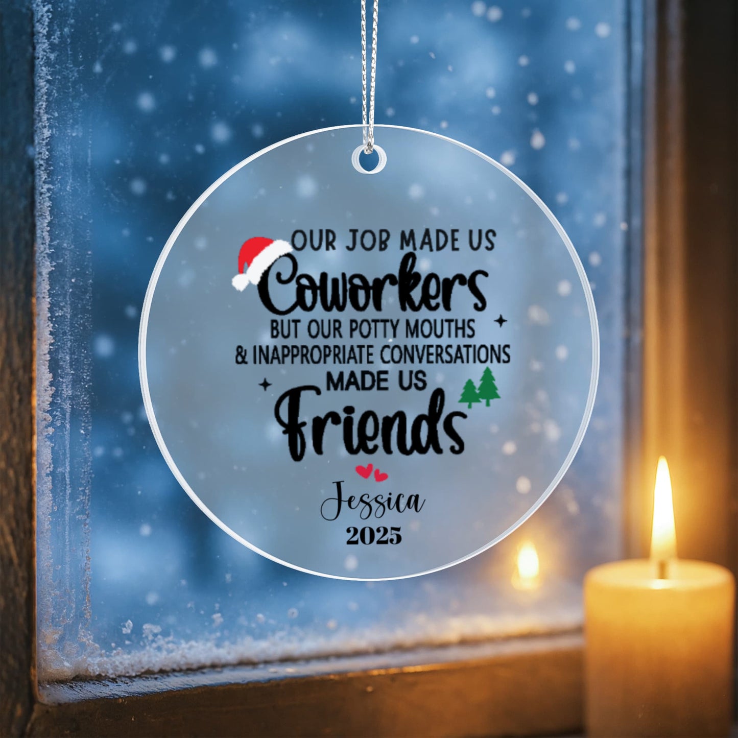 Coworker Acrylic Heart or Round Ornament