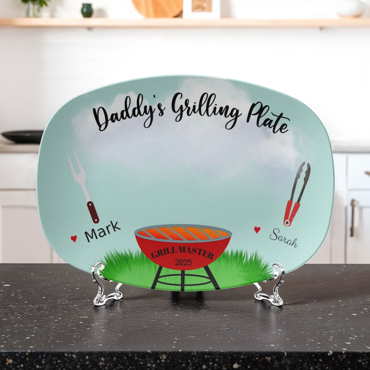 Dad's Grilling Plate 10”x14” Platter - Personalized with Kids Names