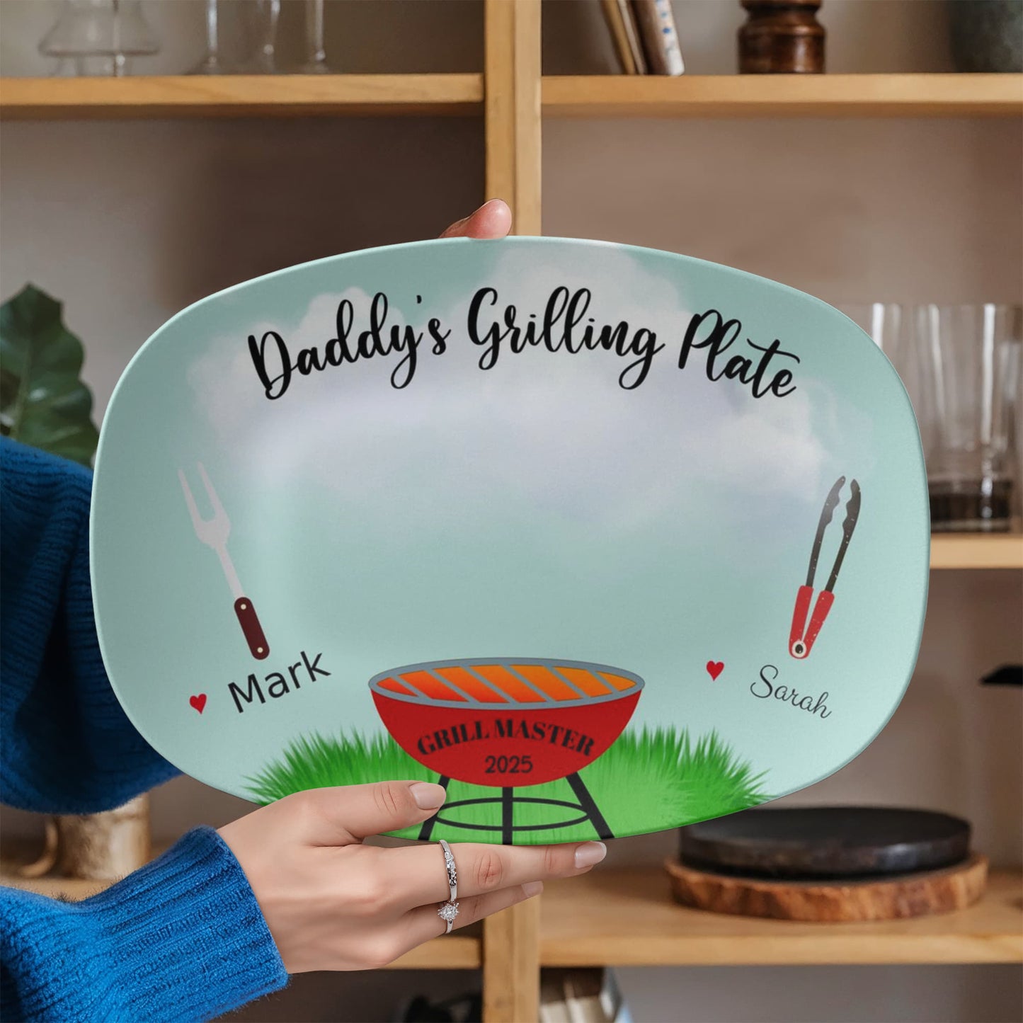Dad's Grilling Plate 10”x14” Platter - Personalized with Kids Names