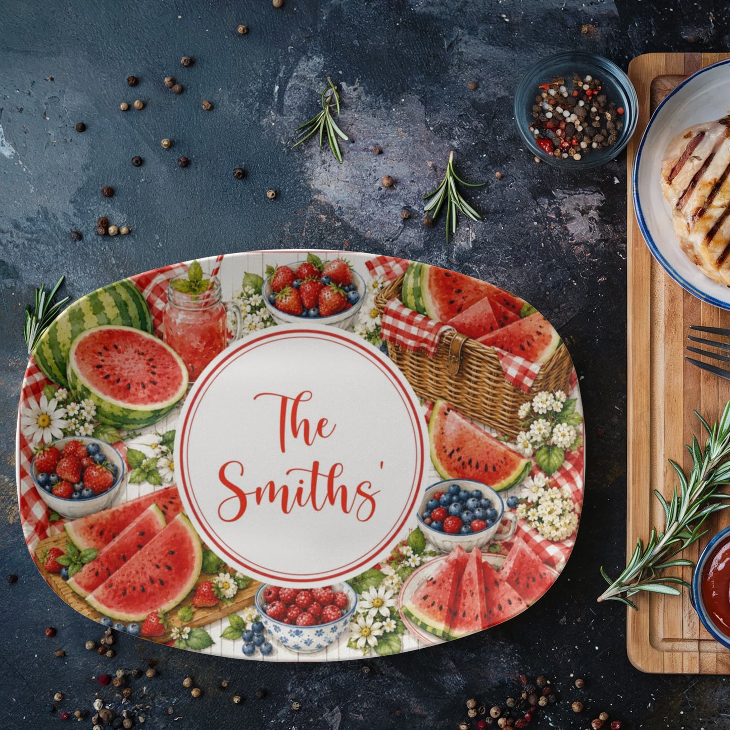 Personalized Watermelon Picnic Serving Tray