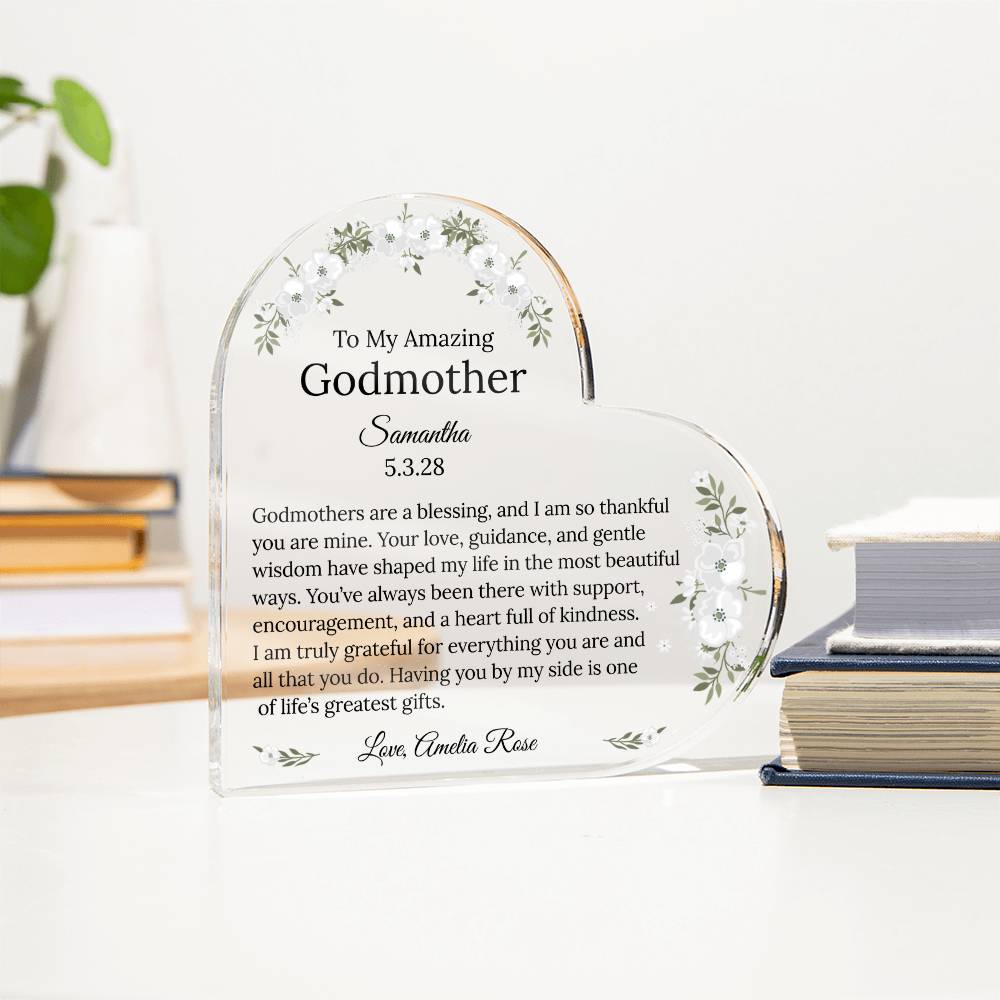 Personalized Godmother Acrylic Heart Gift