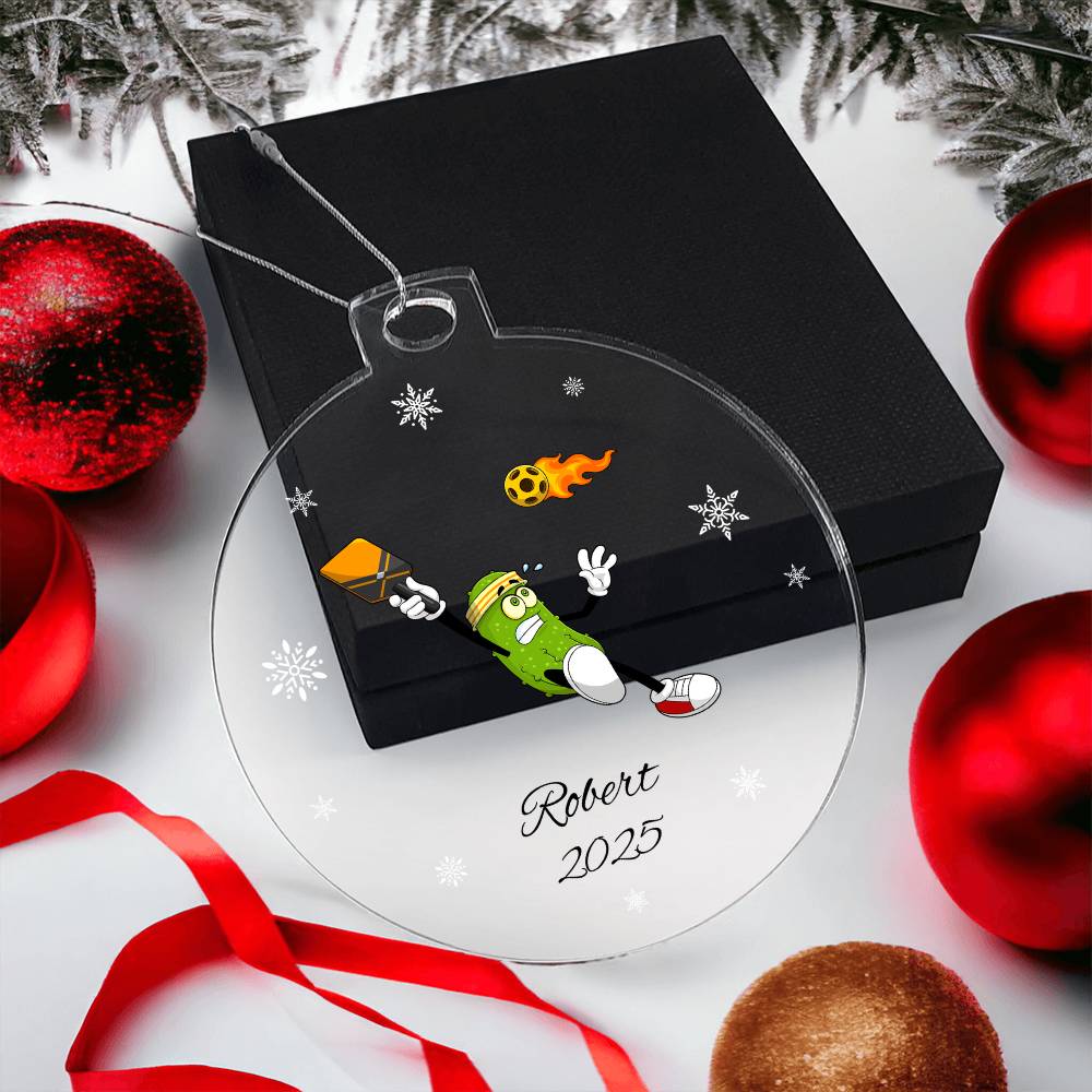 Fireball Pickleball Player Christmas ornament Pickleball Player Acrylic Christmas Ornament