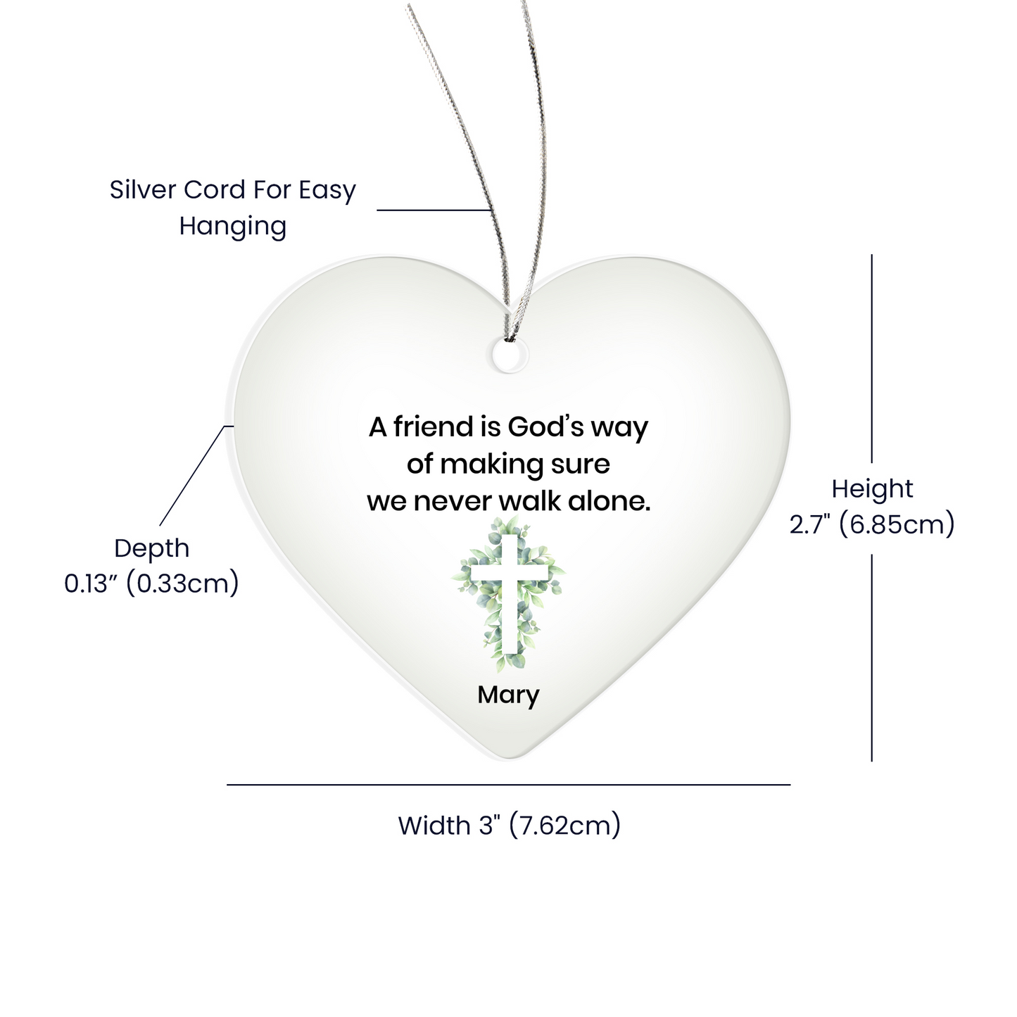 Christian Friendship Acrylic Heart Ornament