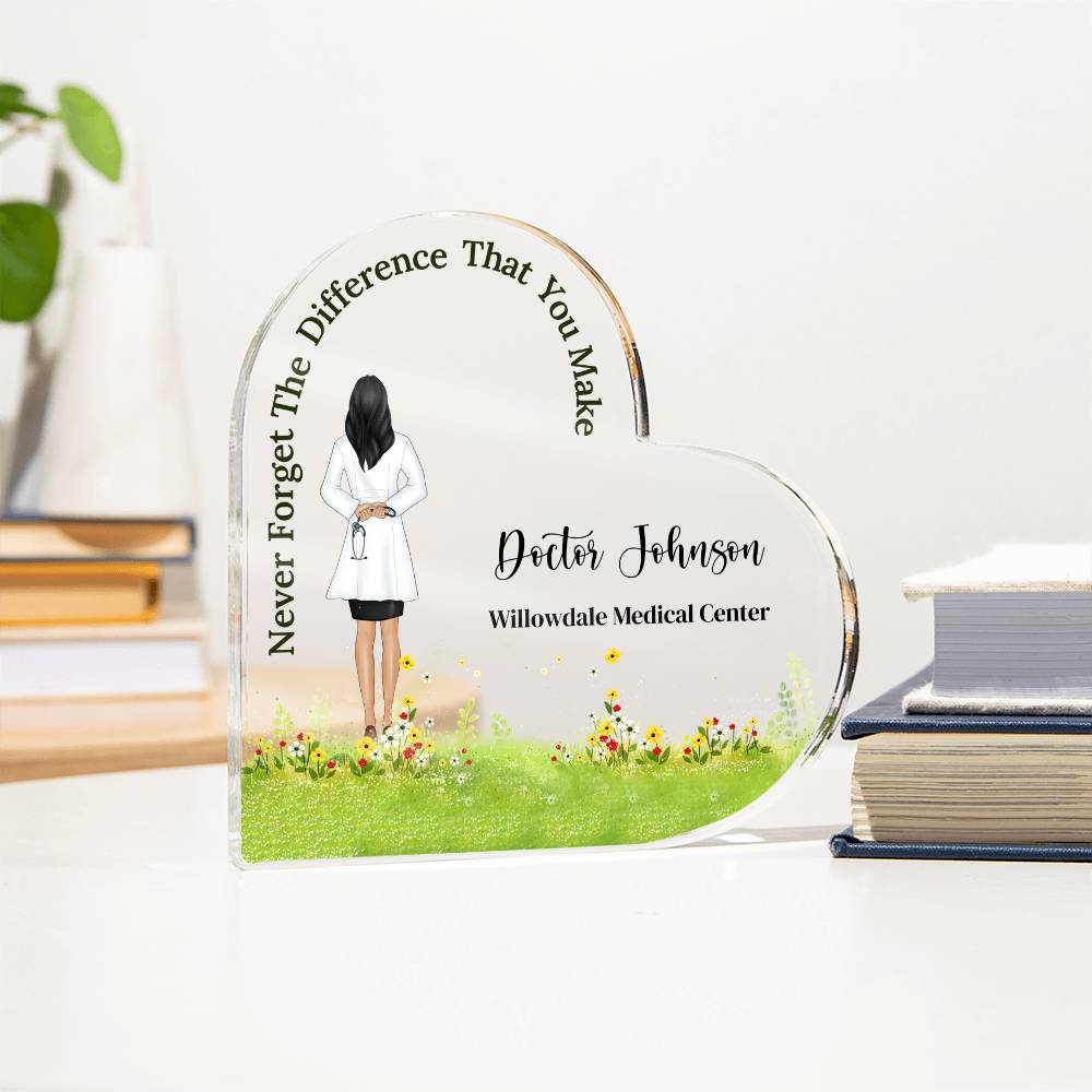 Nurse Doctor Acrylic Heart Plaque, Appreciation Gift, Doctor Thank You Gift