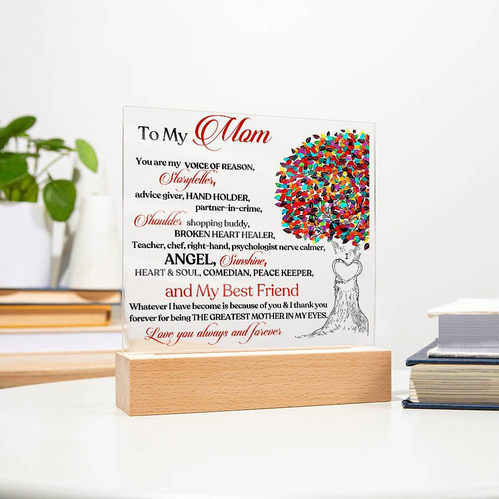 To My Mom LED Acrylic Heart Plaque