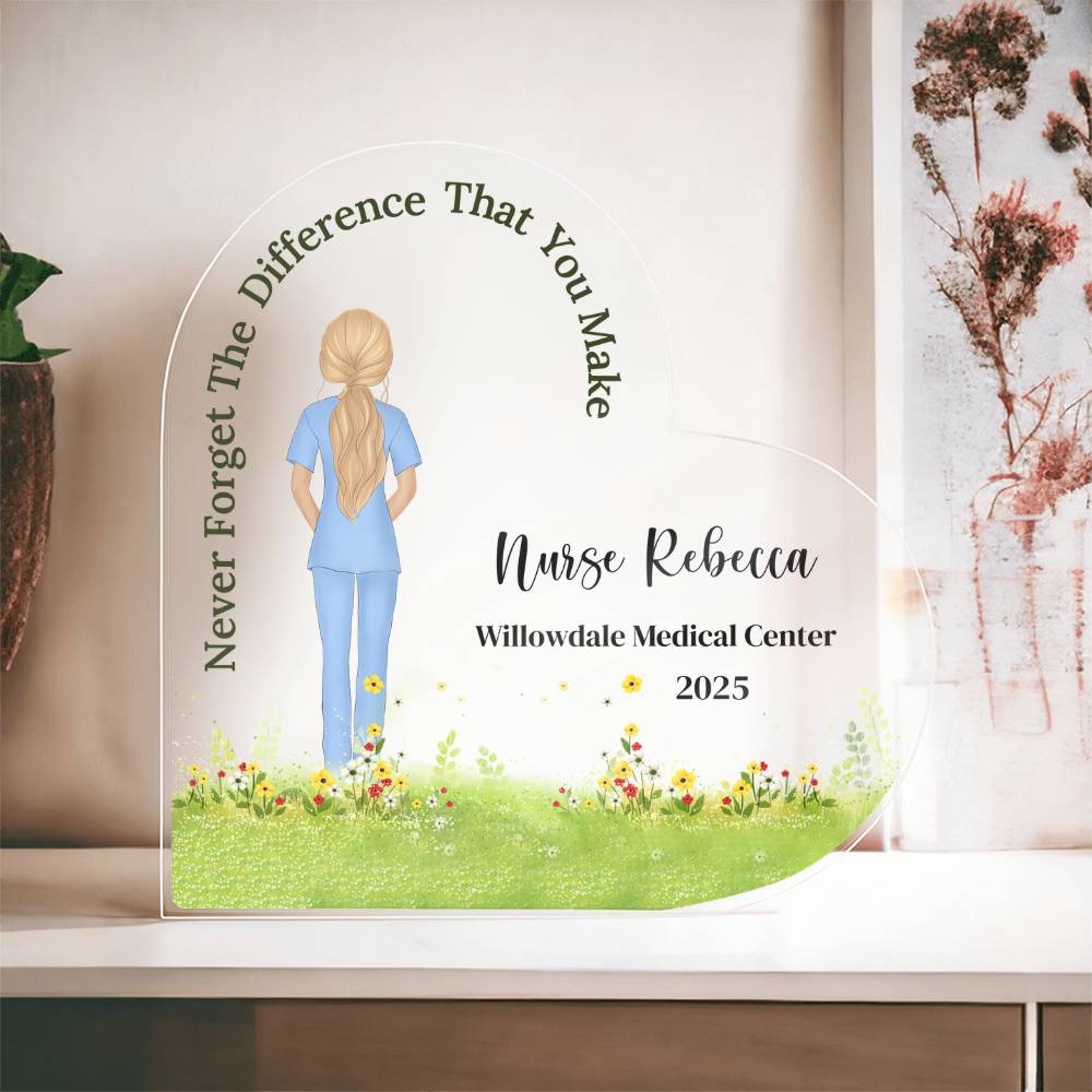 Nurse Doctor Acrylic Heart Plaque, Appreciation Gift, Doctor Thank You Gift