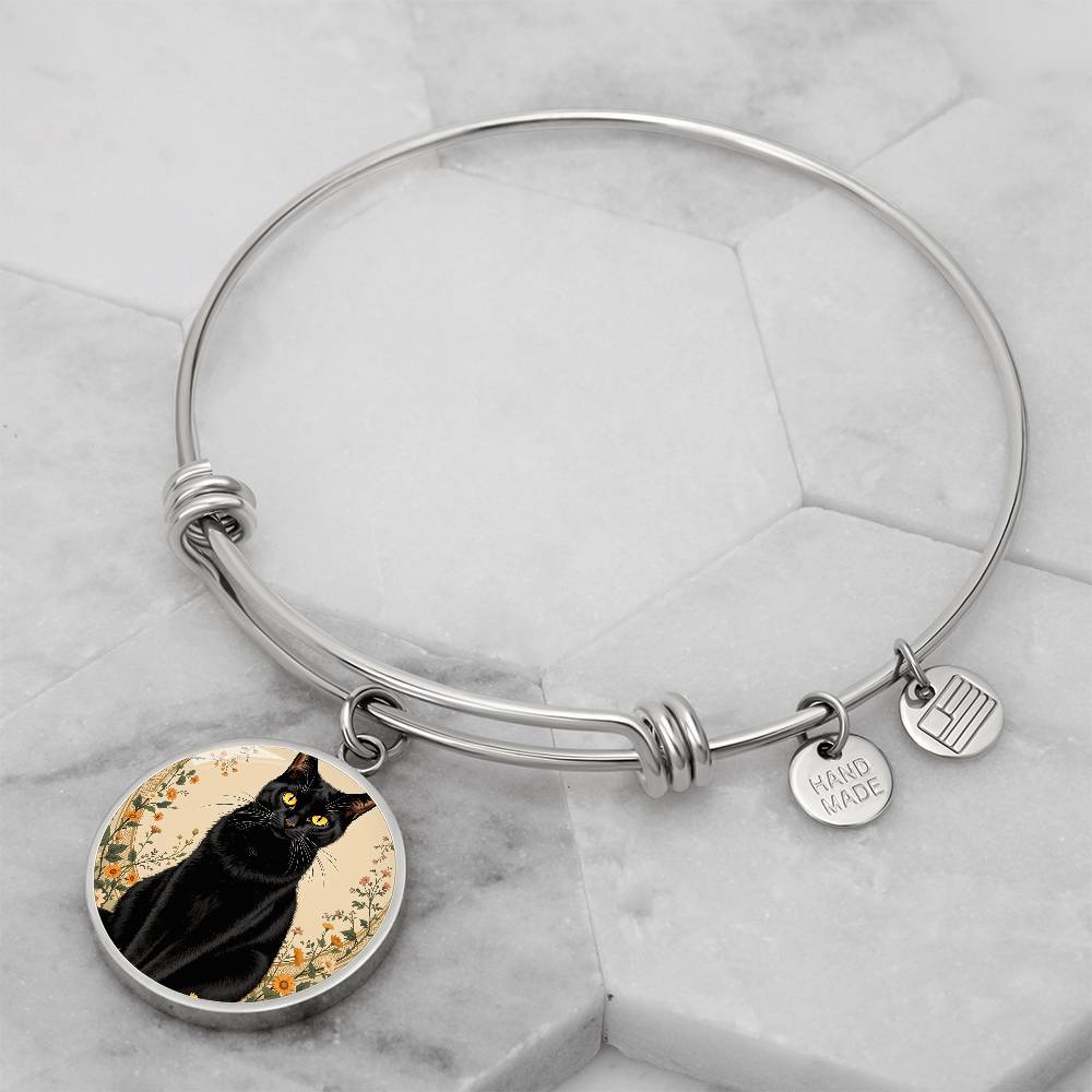 Personalized Black Cat Pendant Necklace