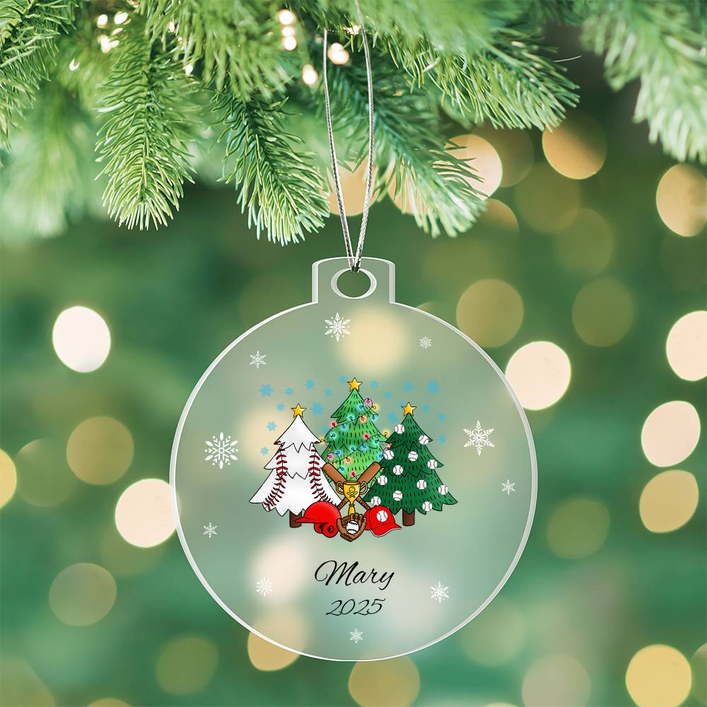 Baseball Christmas Trees Acrylic Ornament Plaque