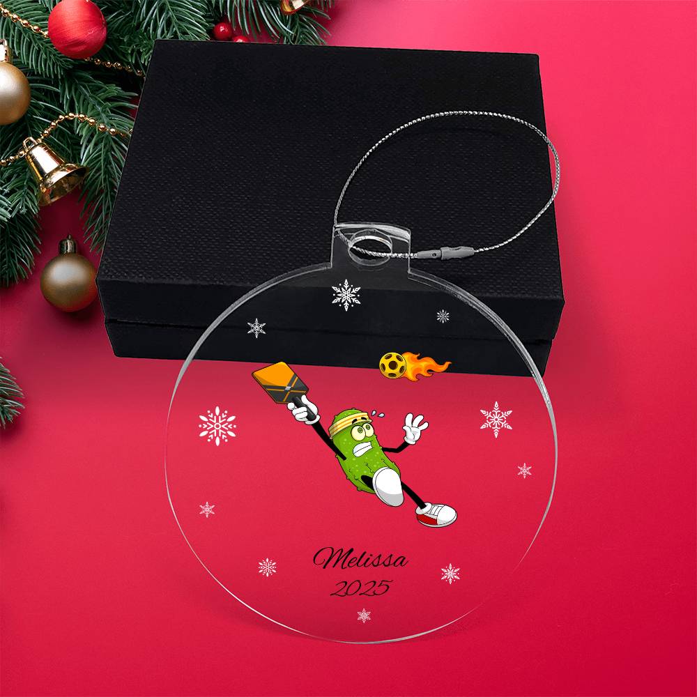 Fireball Pickleball Player Christmas ornament Pickleball Player Acrylic Christmas Ornament