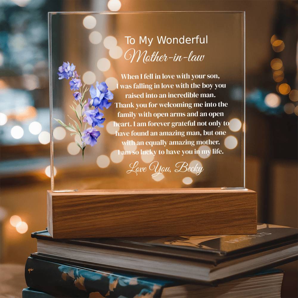 Personalized Mother In Law Lighted Plaque