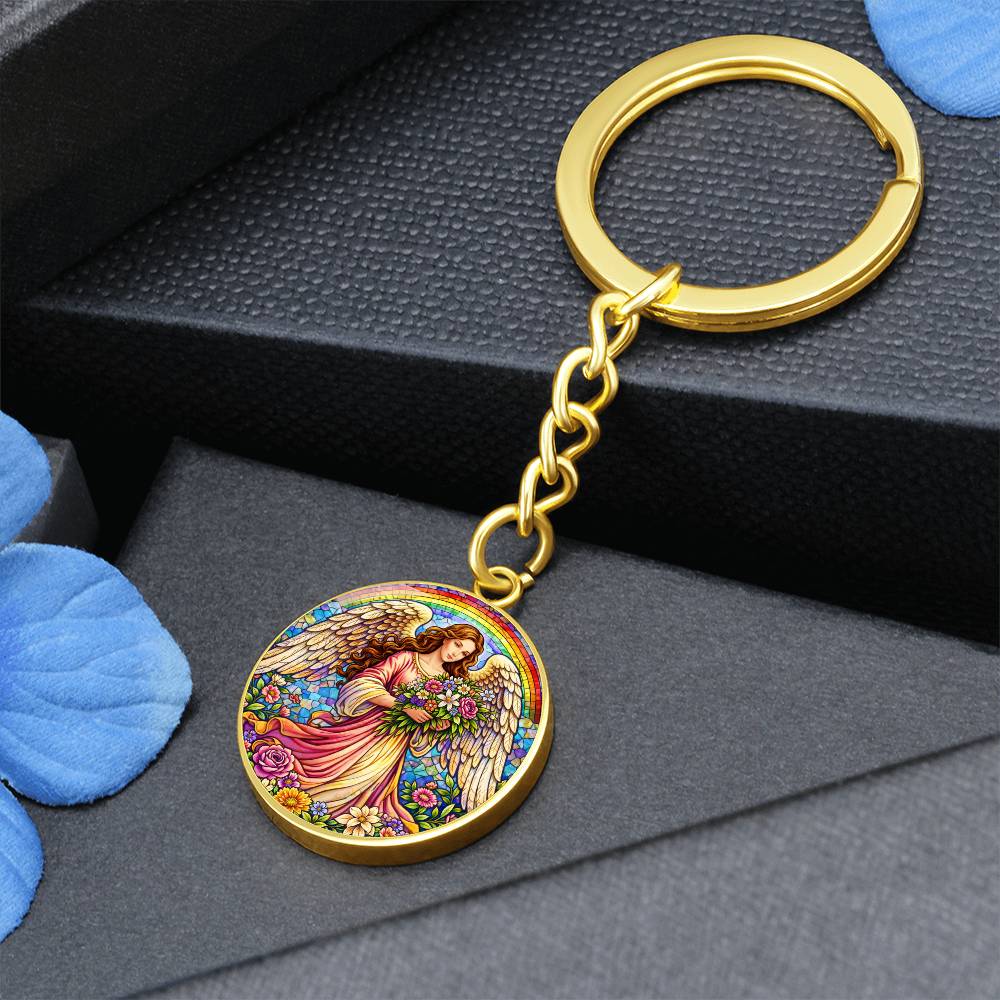 Floral Angel Personalized Engraved Necklace Bracelet or Keychain
