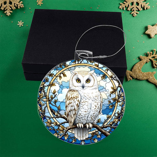 Snowy Owl Acrylic Christmas Ornament