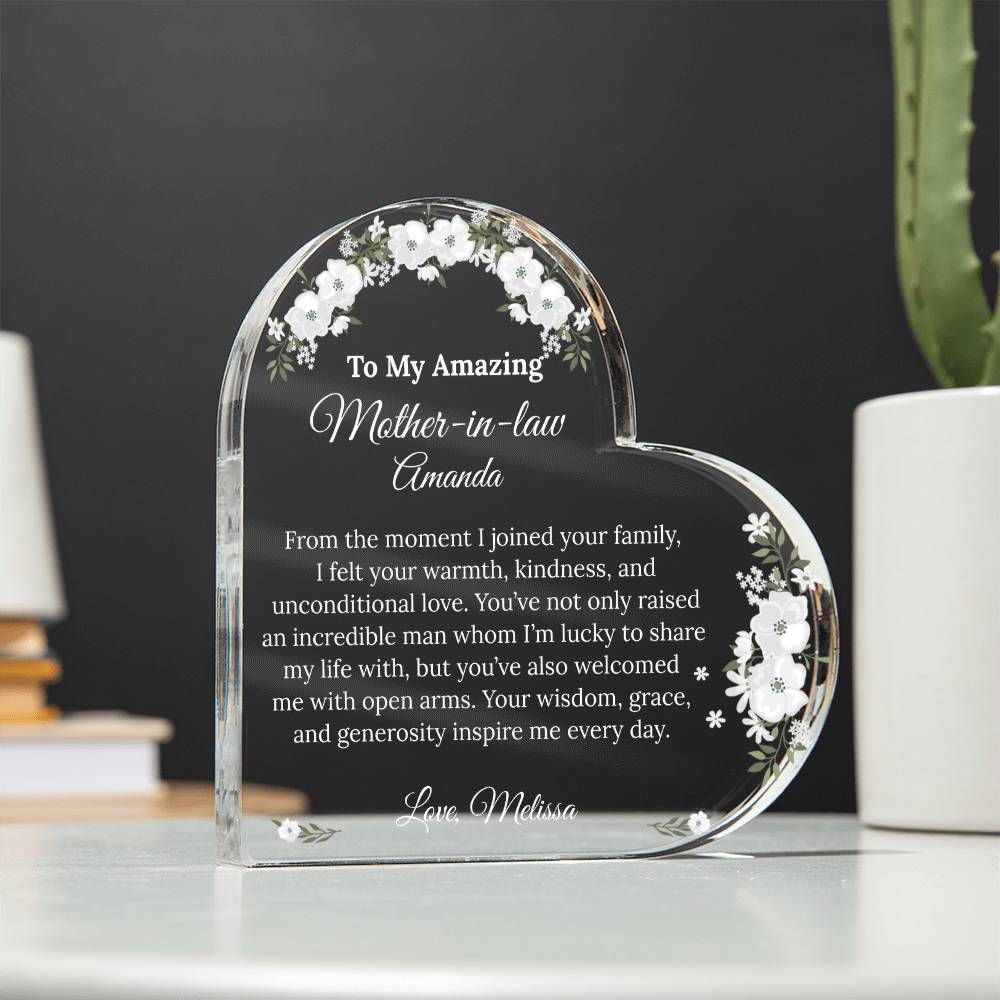 Personalized Mother in Law Heart Plaque