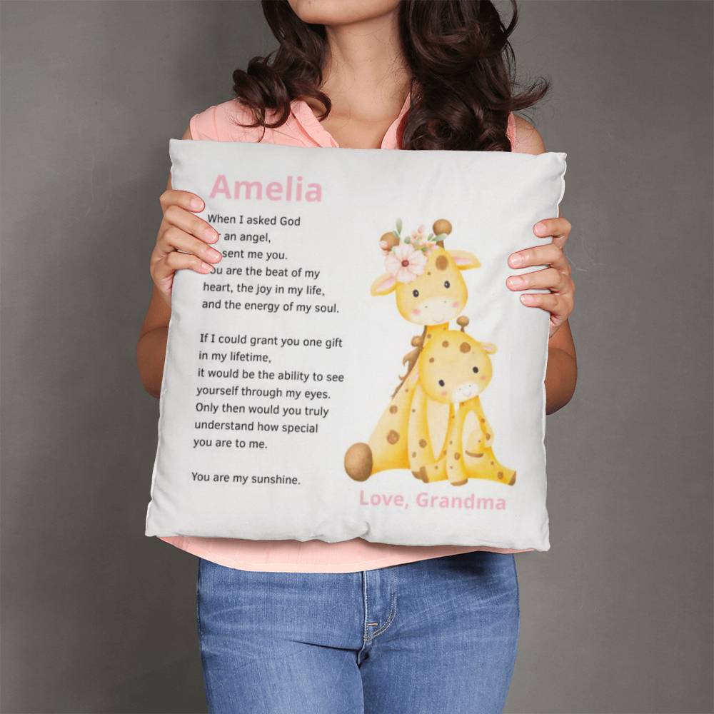 Granddaughter Personalized Giraffe Pillow