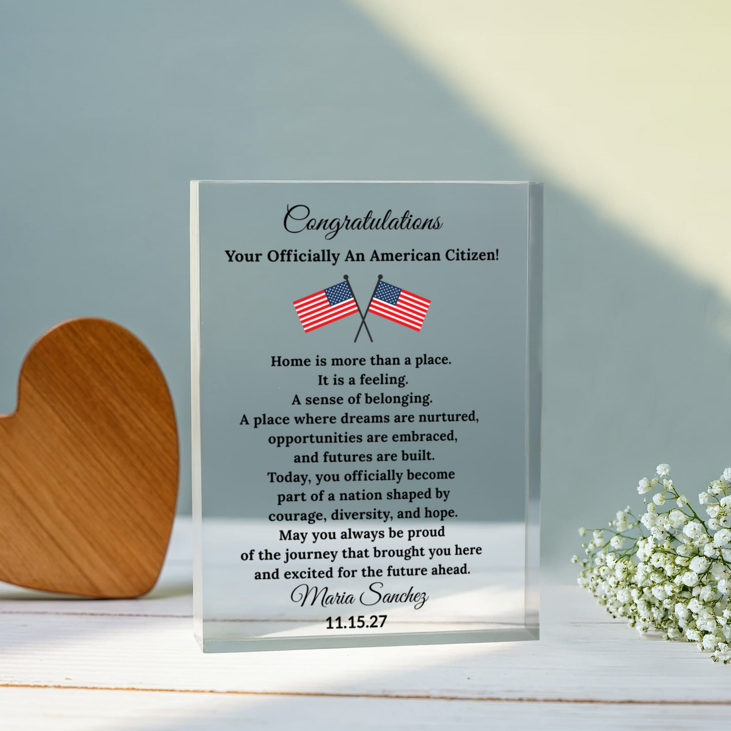 New American Citizen Congratulations Plaque