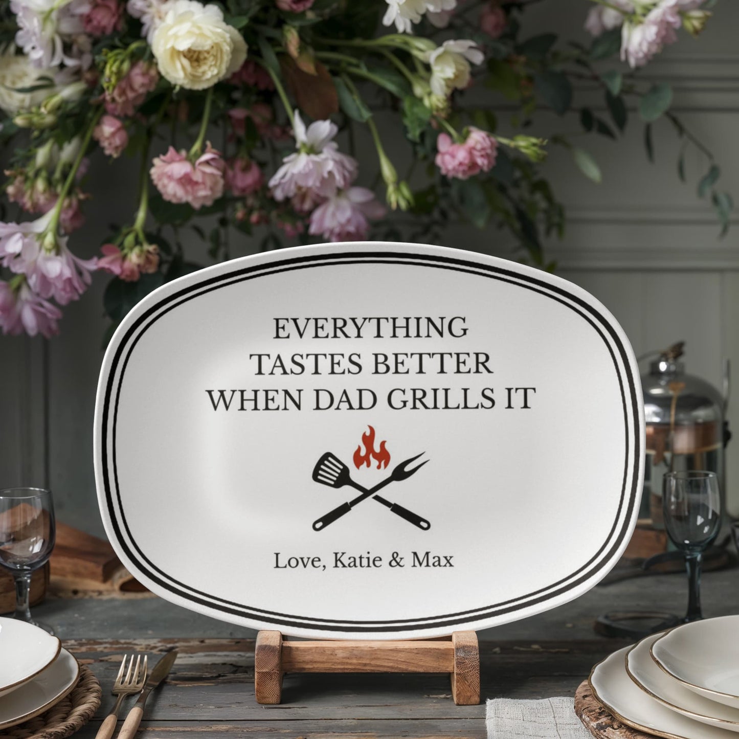 Personalized Dad's Grilling Plate, Custom BBQ Platter, Gift for Grill Master Dad, Father's Day Present, Birthday Gift