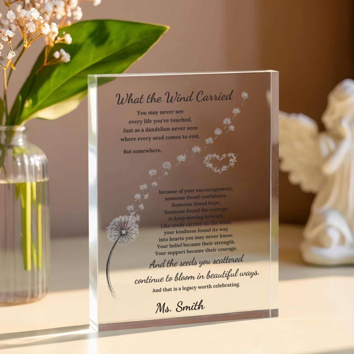 Dandelion Thank You Plaque