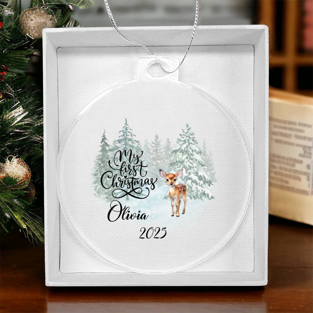 Baby's 1st Christmas Woodland Deer Acrylic Ornament