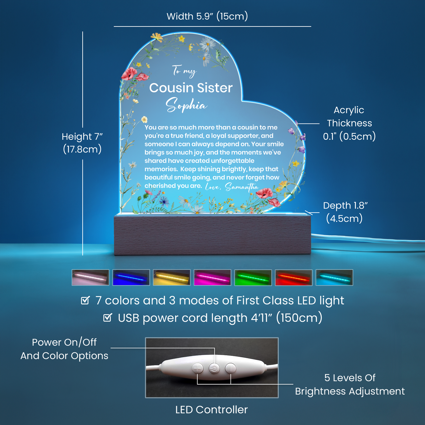 To My Cousin Acrylic Heart Plaque