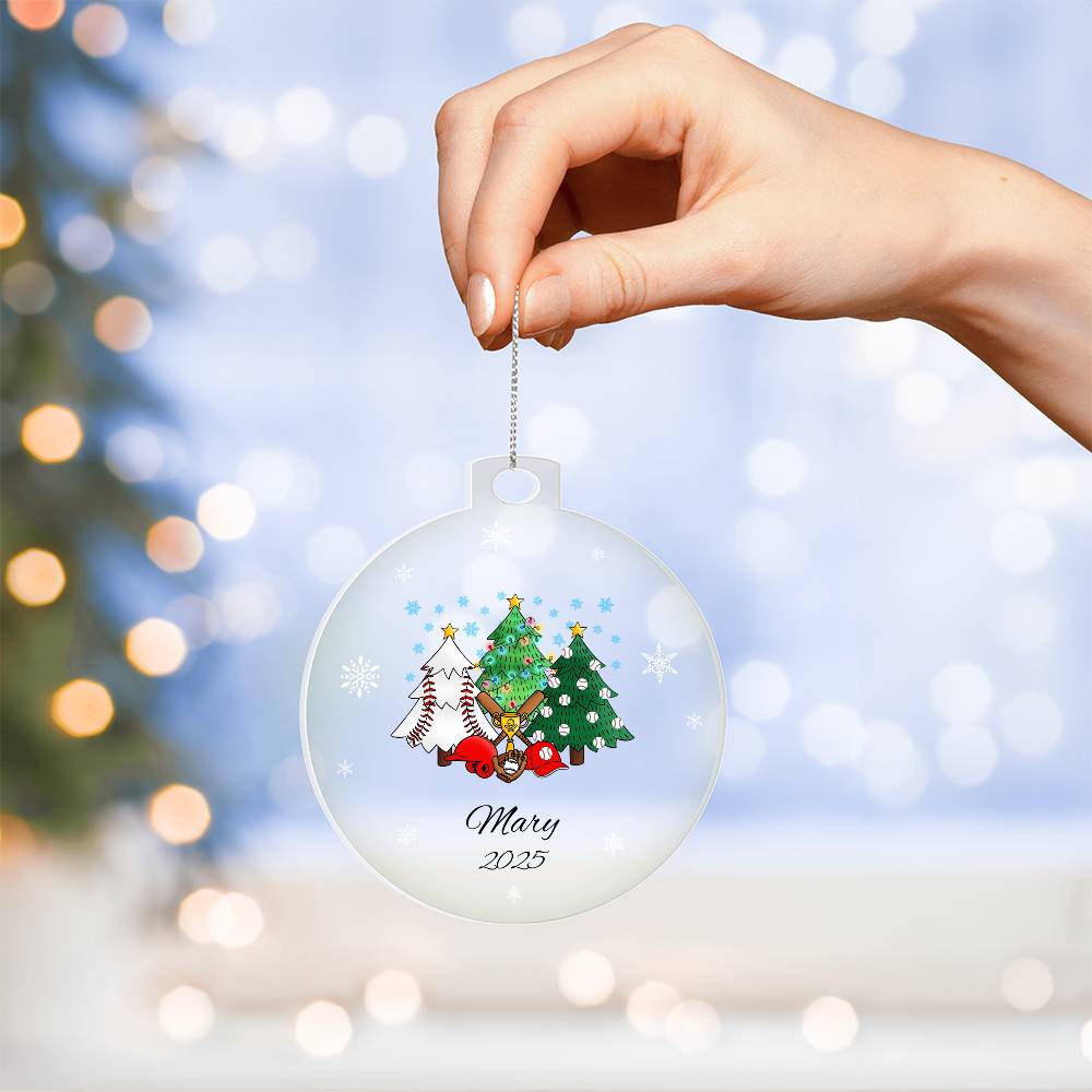 Baseball Christmas Trees Acrylic Ornament Plaque