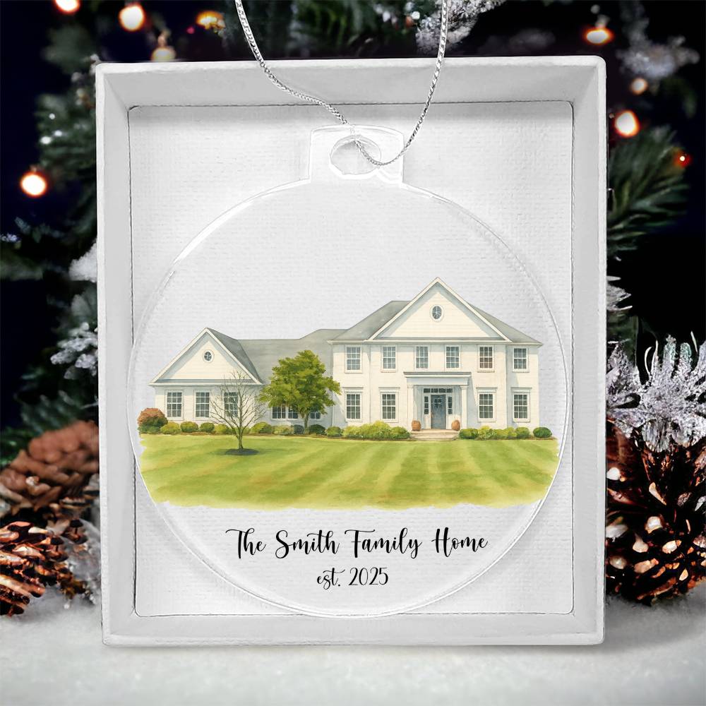 First Christmas In Our New Home Watercolor Portrait Ornament