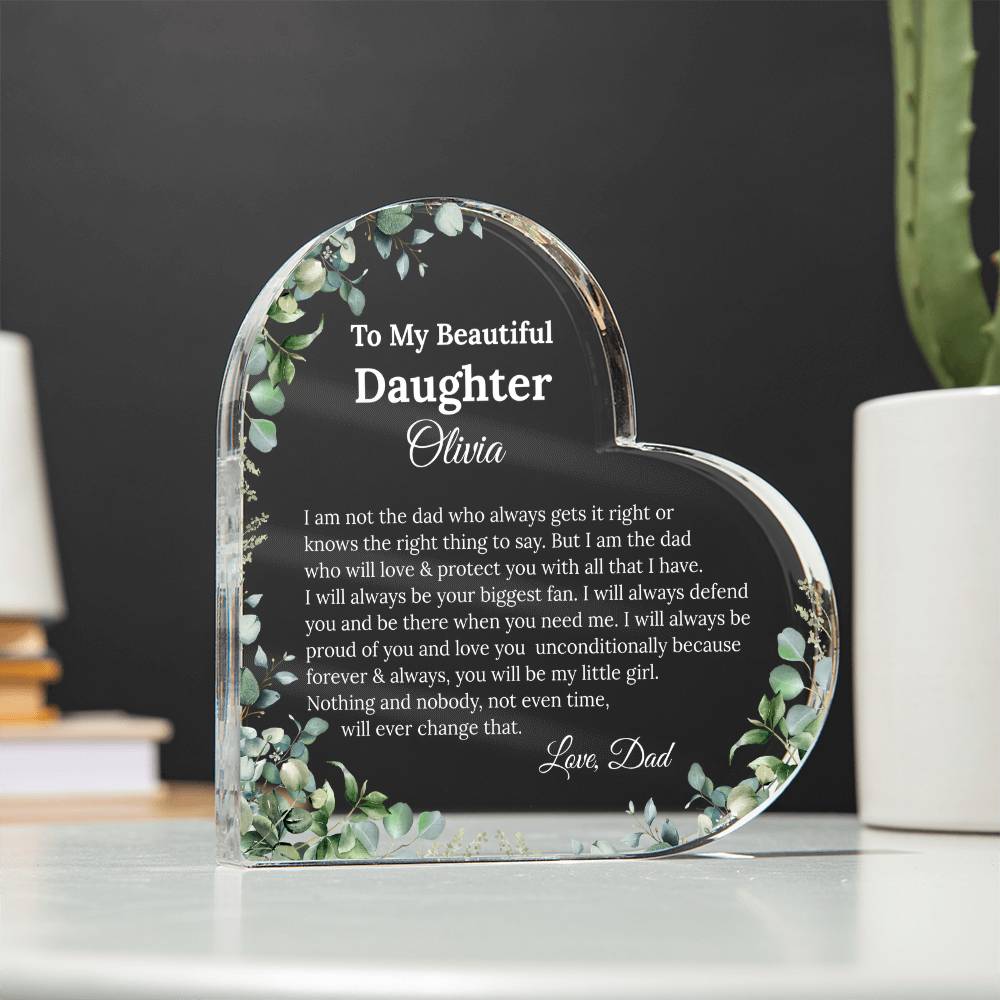Personalized Daughter Heart Plaque, Father to Daughter Gift,