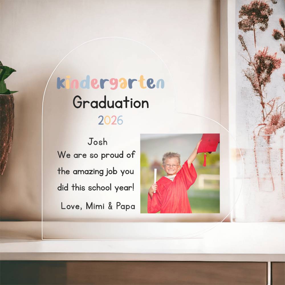 Personalized Kindergarten Graduation Heart Plaque Gift