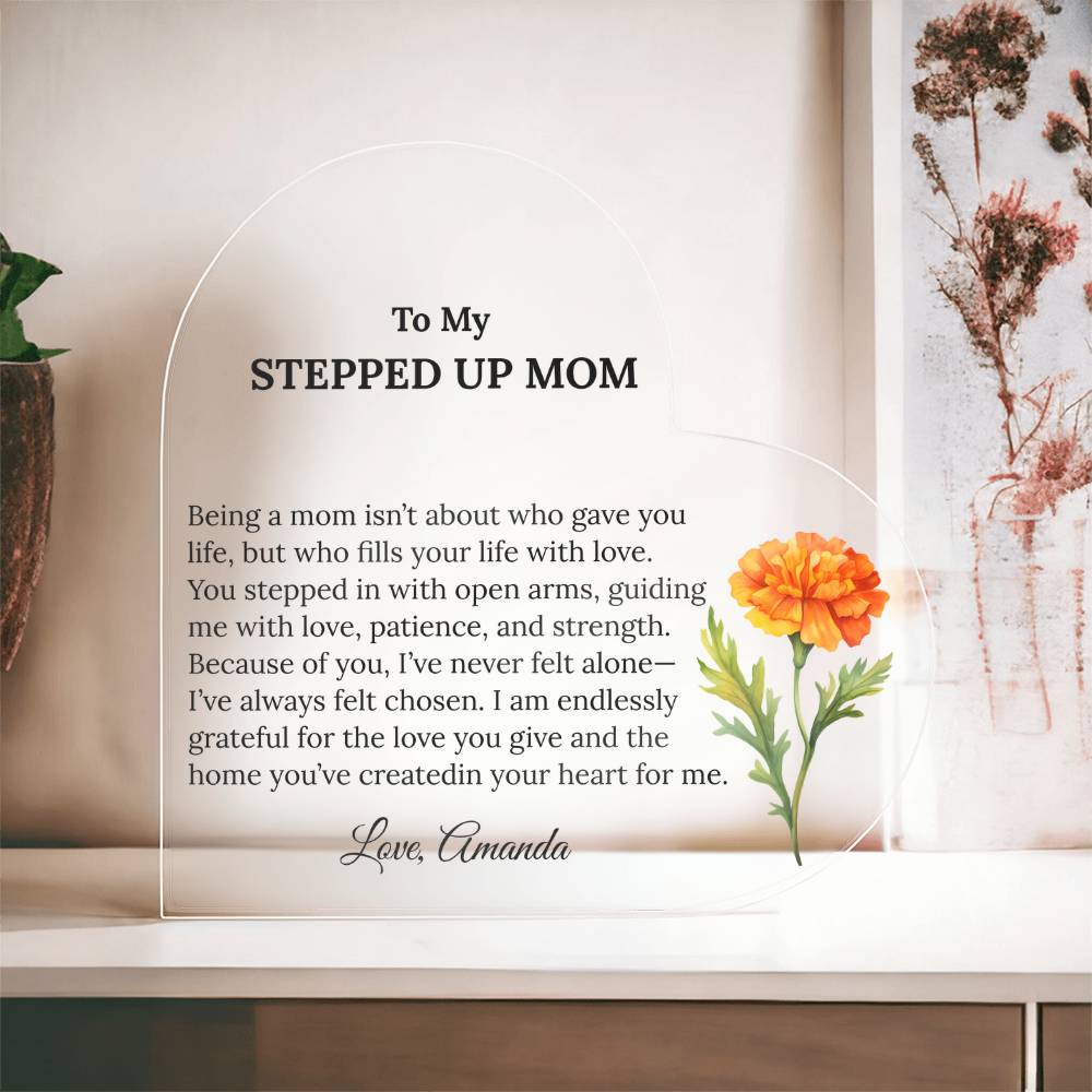 Personalized Stepped Up Mom Heart Plaque