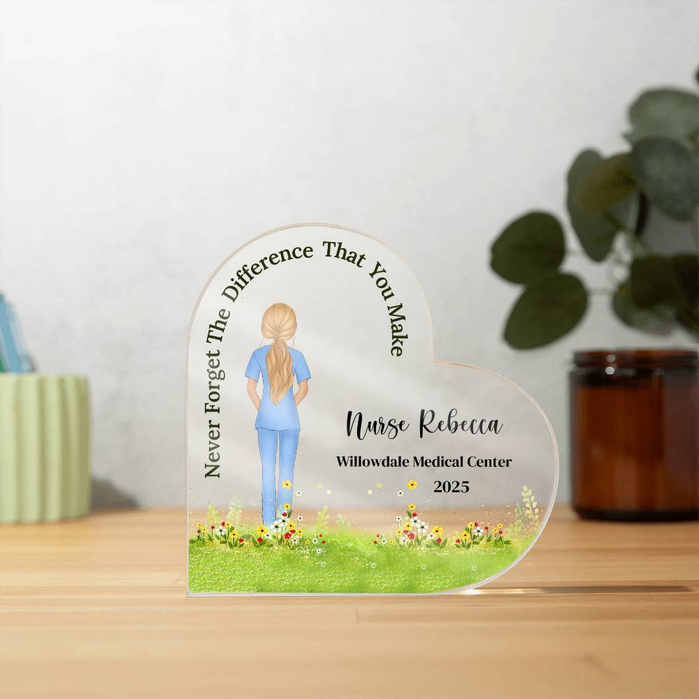 Nurse Doctor Acrylic Heart Plaque, Appreciation Gift, Doctor Thank You Gift