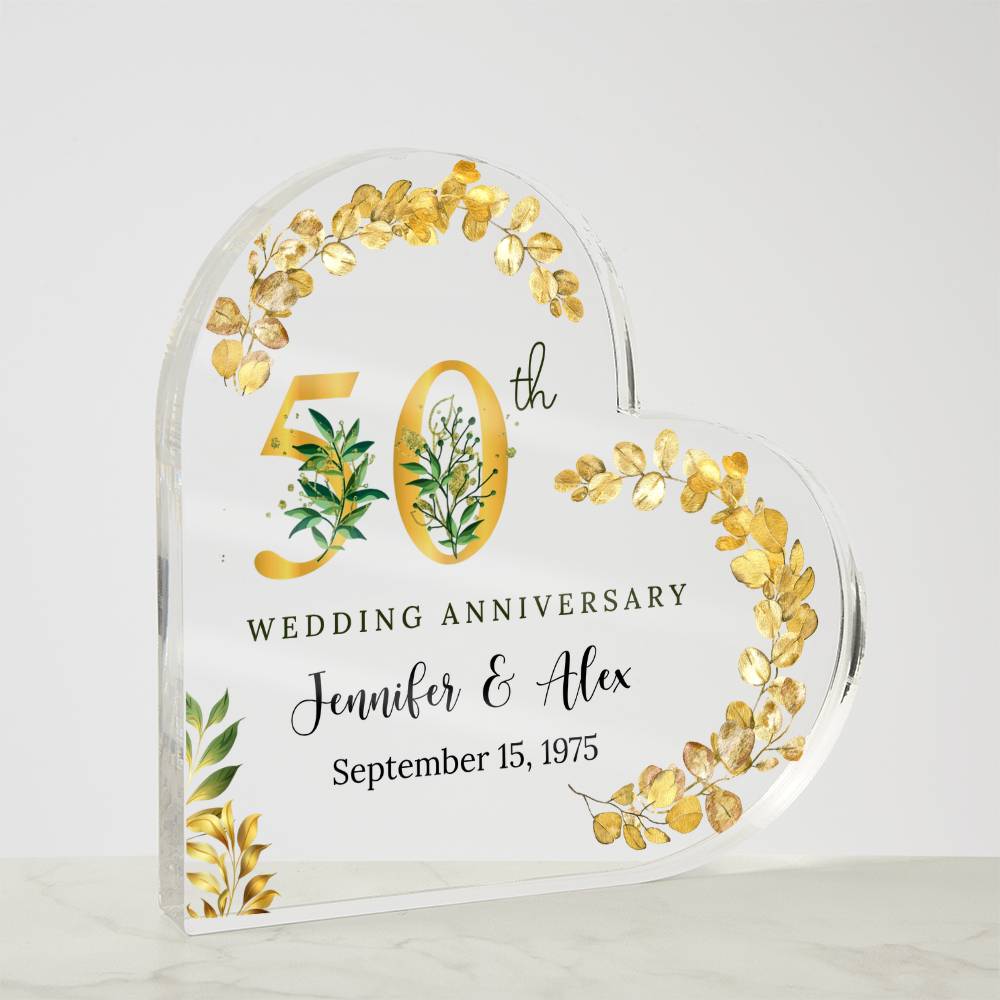 50th Anniversary Acrylic Heart Plaque