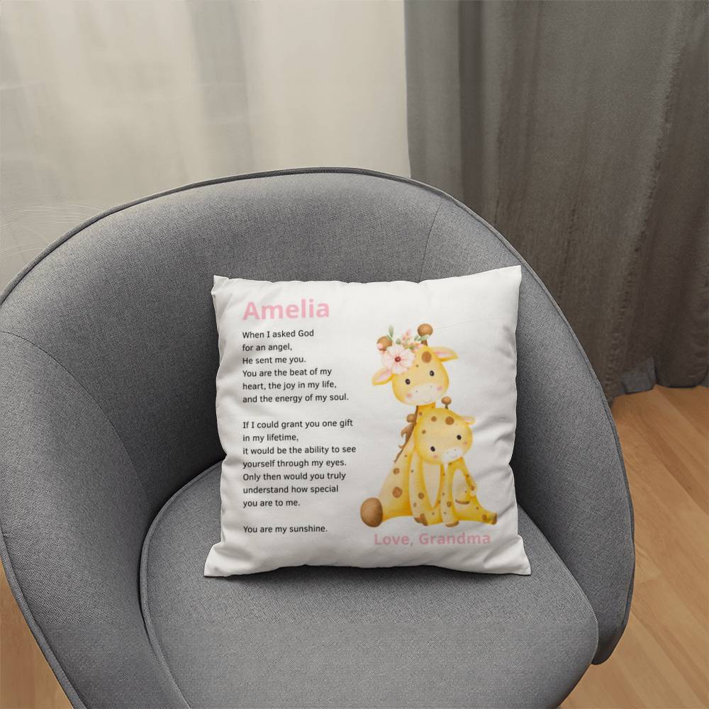Granddaughter Personalized Giraffe Pillow
