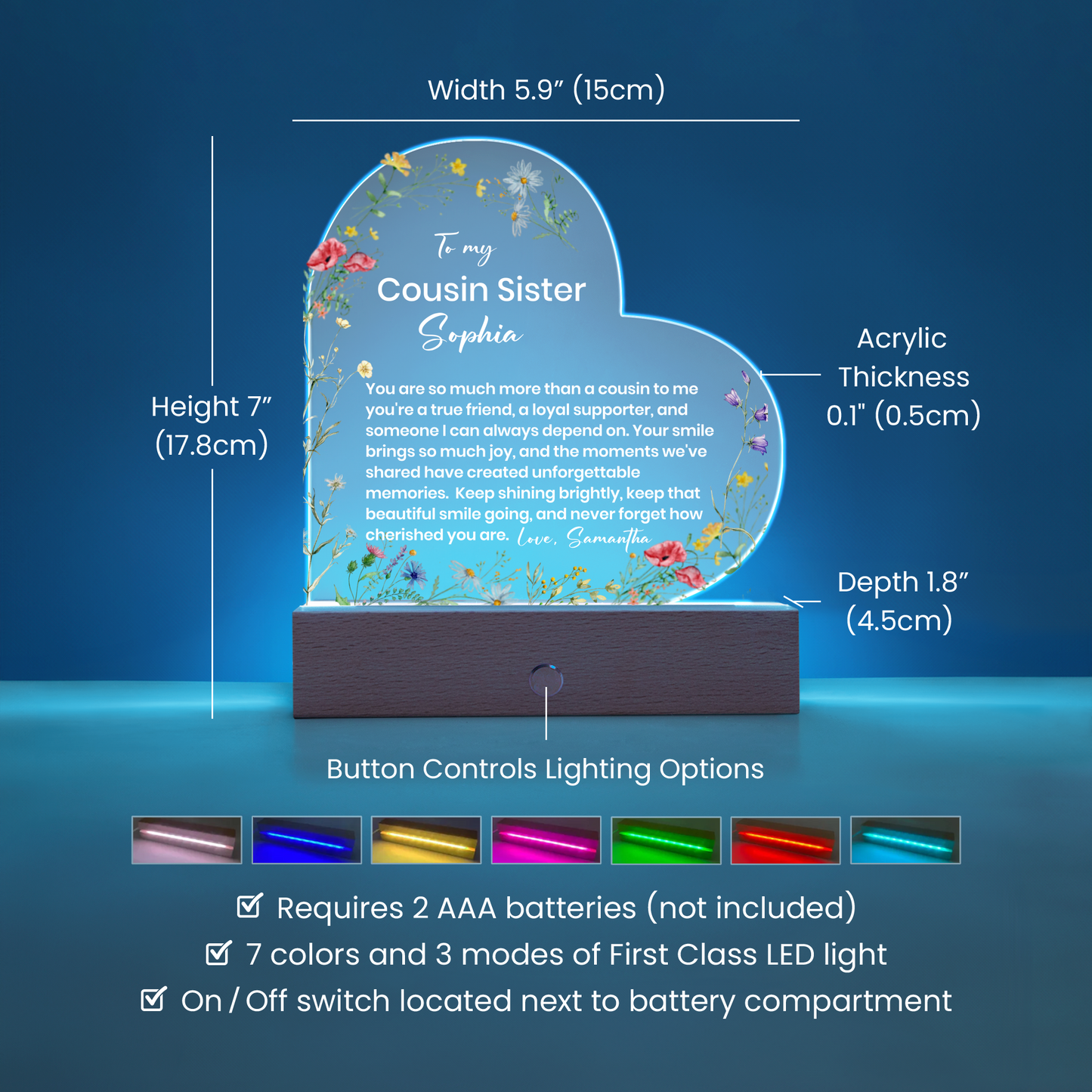 To My Cousin Acrylic Heart Plaque
