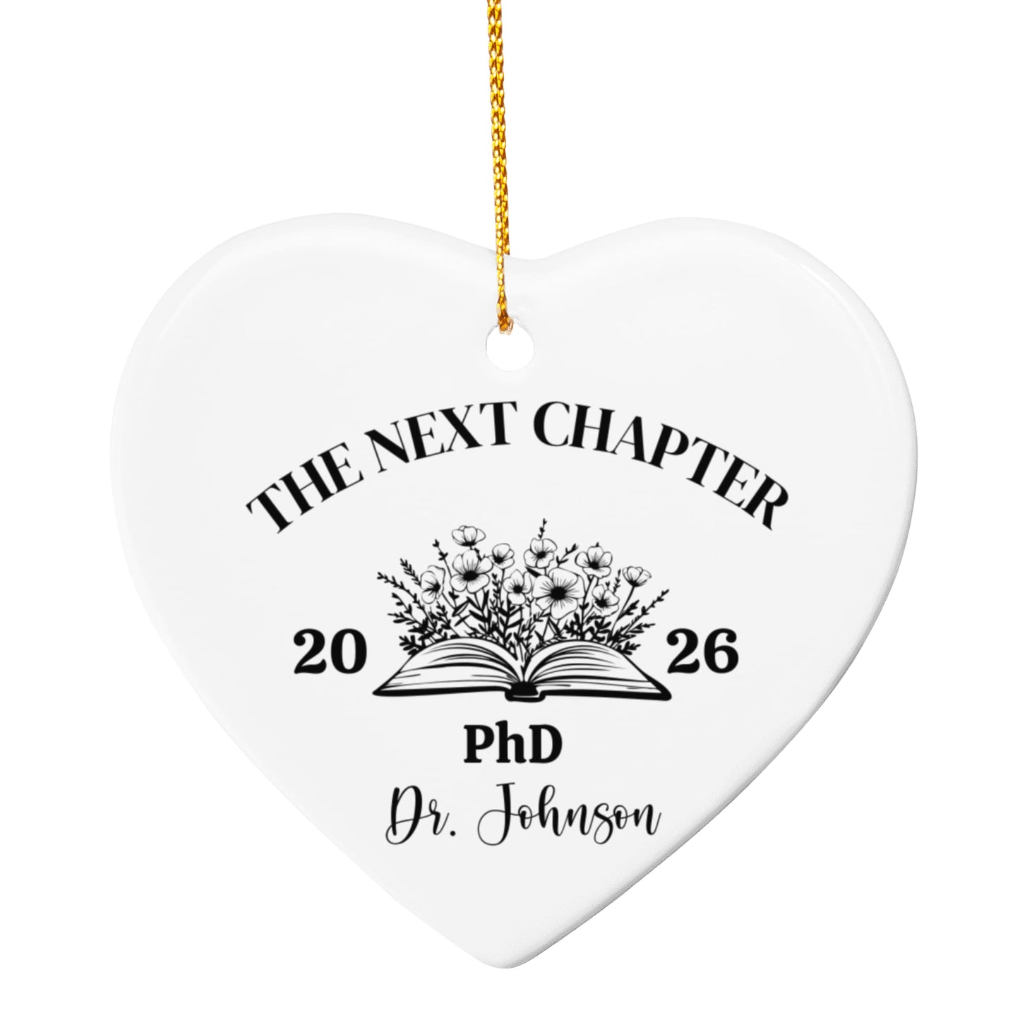 Personalized Next Chapter Ceramic Heart Ornament