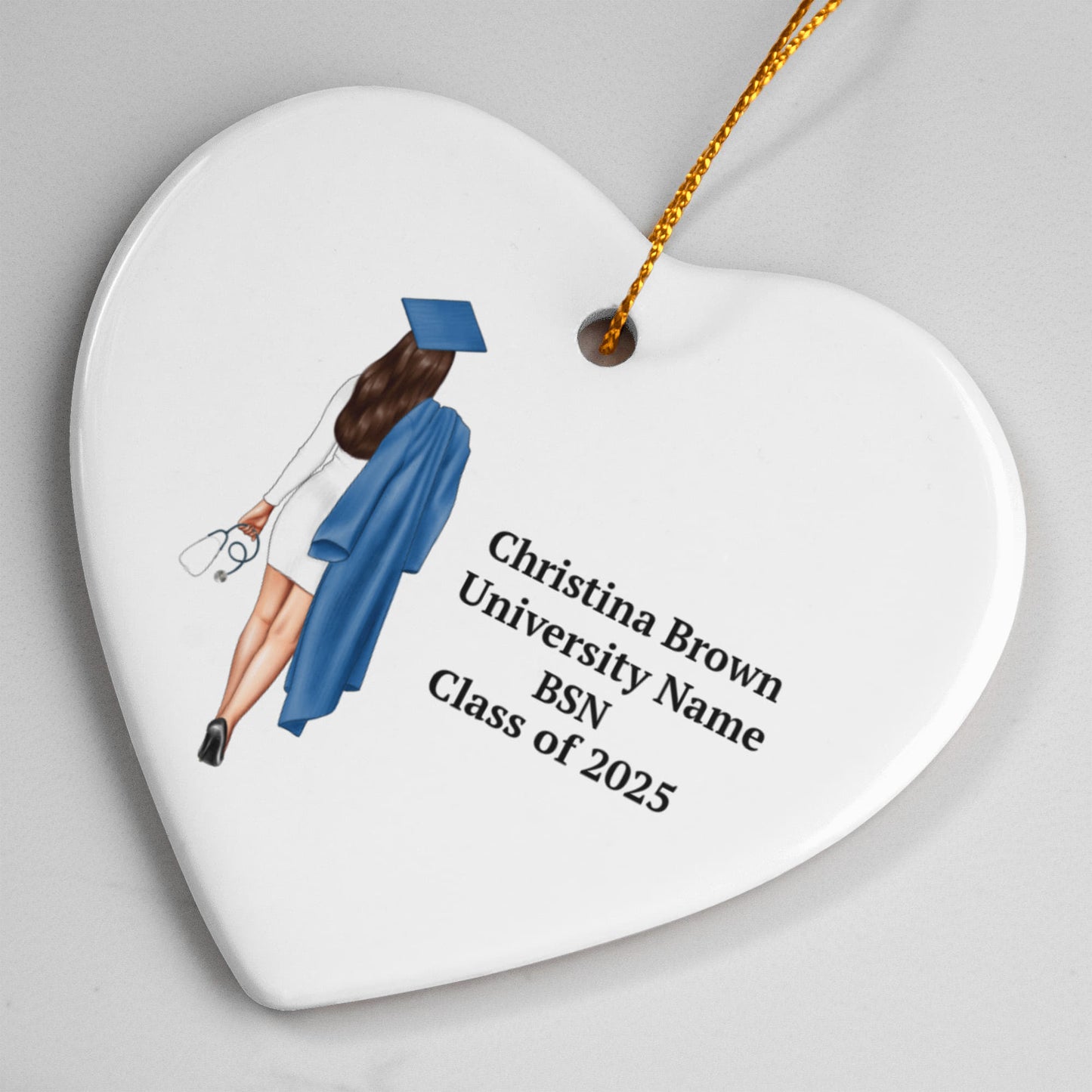 Nurse Graduation Ceramic Heart Ornament