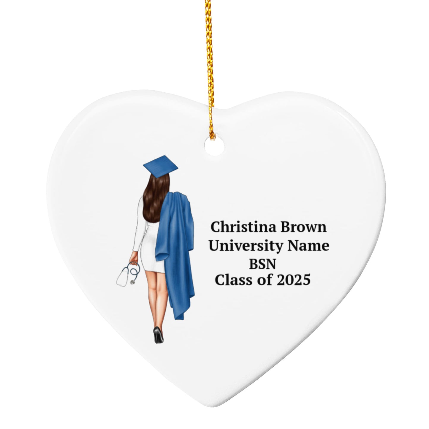 Nurse Graduation Ceramic Heart Ornament