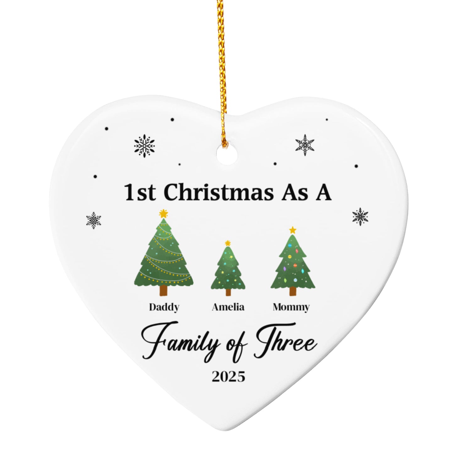 1st Christmas as a Family of Three Christmas Ornament