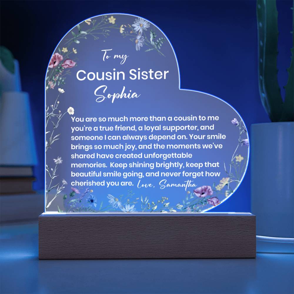 To My Cousin Acrylic Heart Plaque