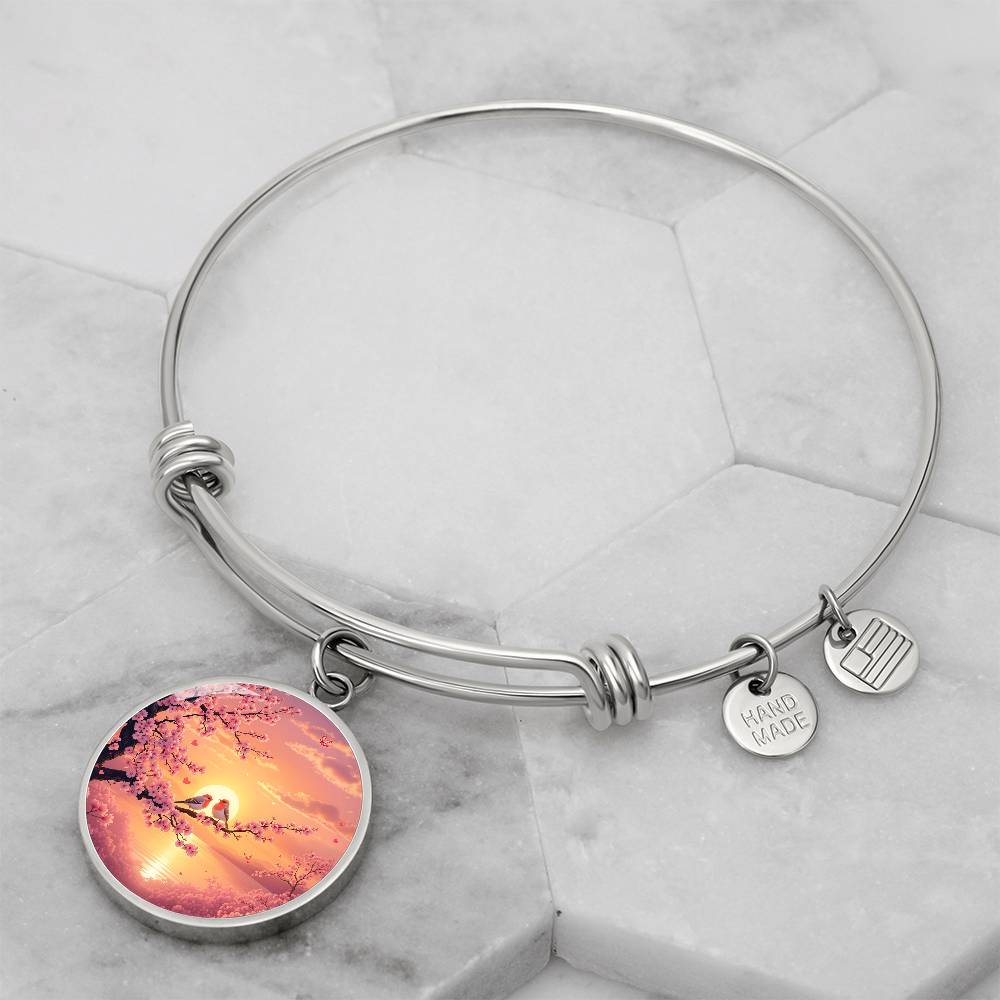 Love Birds Cherry Blossom Tree Pendant Necklace