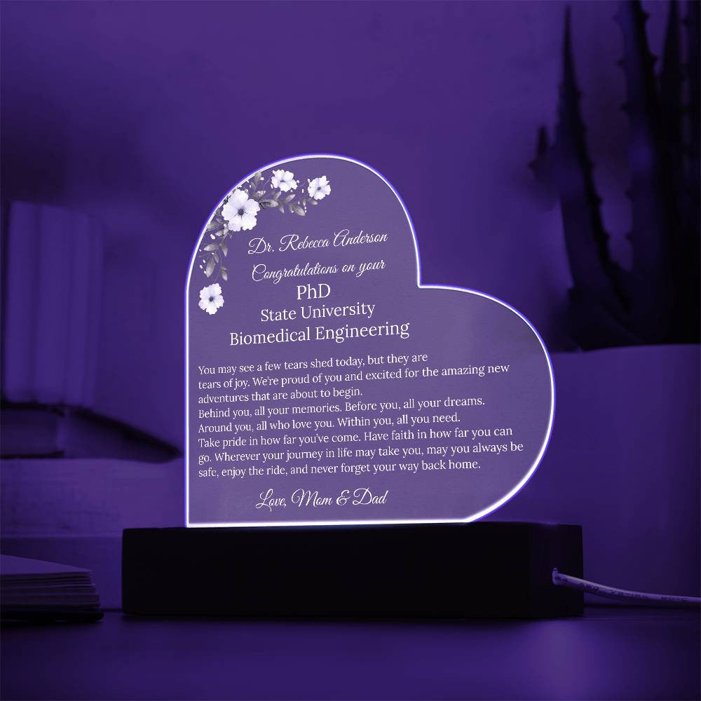 Personalized Doctorate Degree Phd Graduation Plaque