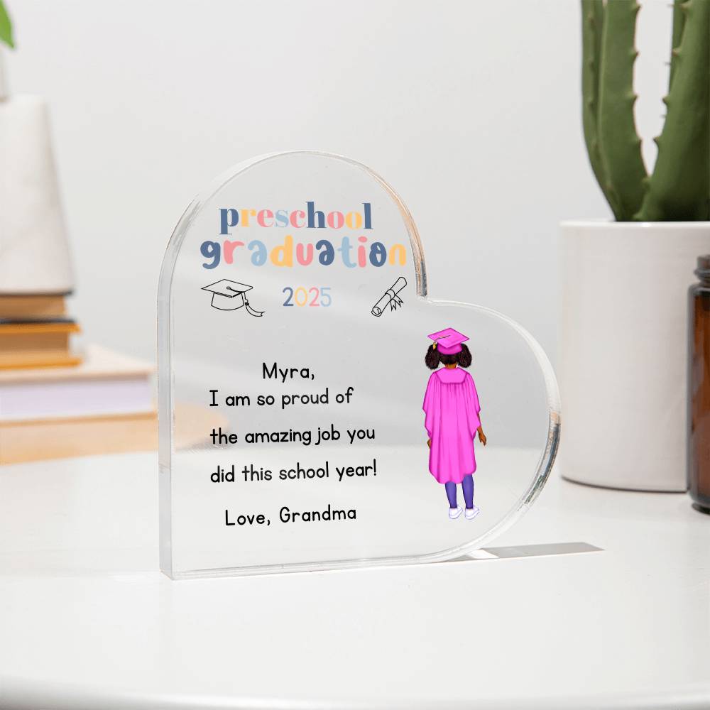 Personalized Preschool Graduation Heart Plaque Gift