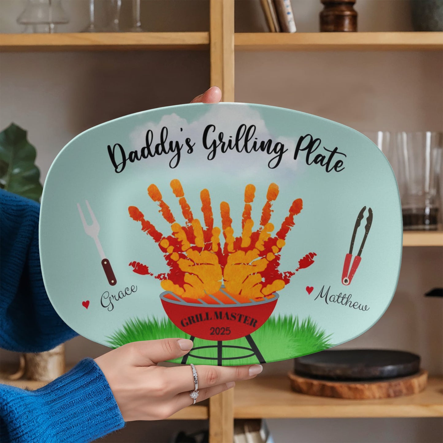 Dad's Grilling Plate 10”x14” Platter - Personalized with Kids Names