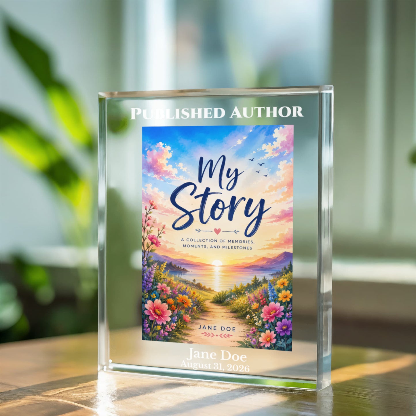 Published Author Plaque, Custom Book Cover Display, Personalized Acrylic Block, Unique Author Gift, Commemorative Writing Award, Home Decor