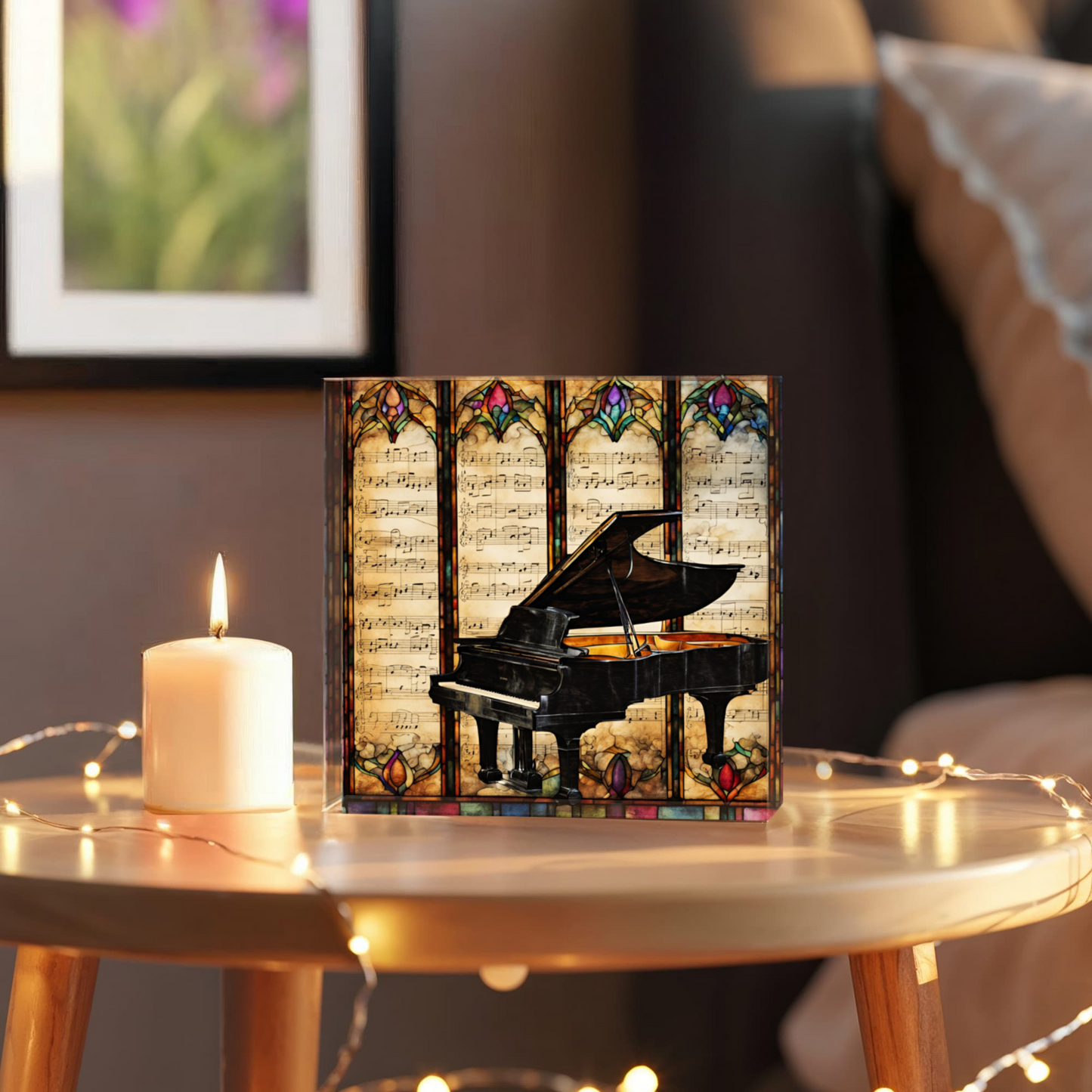 Piano Stained Glass Style Acrylic Decor for Music Lover